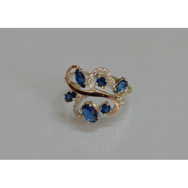 Серебряное кольцо с золотыми вставками (151к)