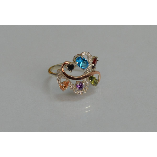 Серебряное кольцо с золотыми вставками (151к)