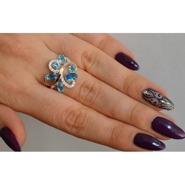 Серебряное кольцо с золотыми вставками (151к)