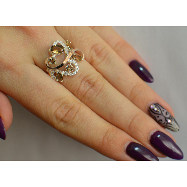 Серебряное кольцо с золотыми вставками (151к)