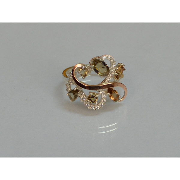Серебряное кольцо с золотыми вставками (151к)