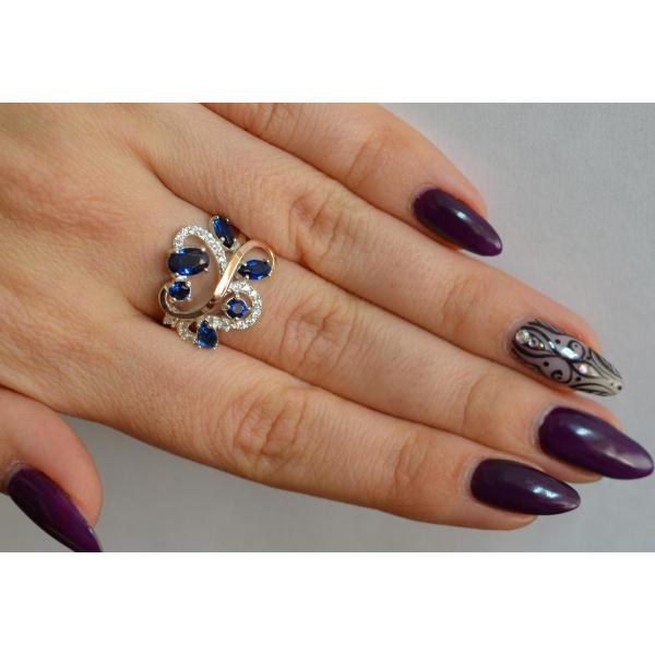 Серебряное кольцо с золотыми вставками (151к)