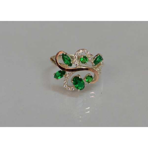 Серебряное кольцо с золотыми вставками (151к)