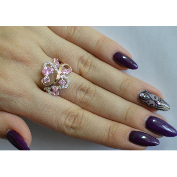 Серебряное кольцо с золотыми вставками (151к)