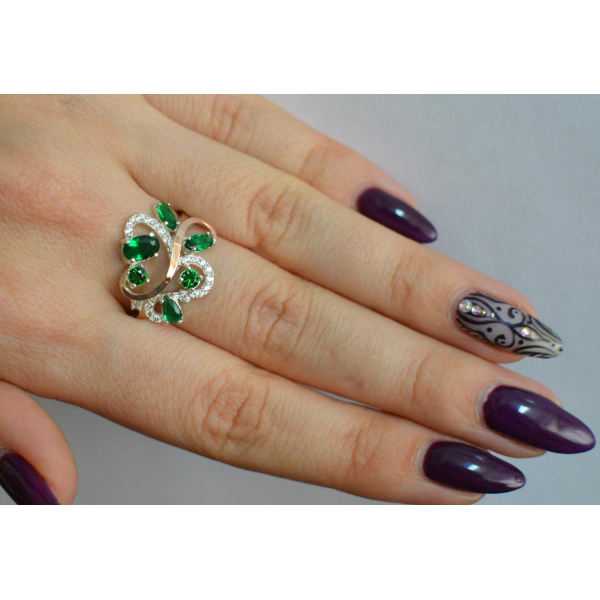 Серебряное кольцо с золотыми вставками (151к)