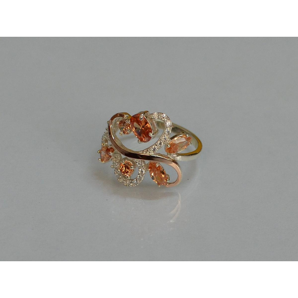 Серебряное кольцо с золотыми вставками (151к)