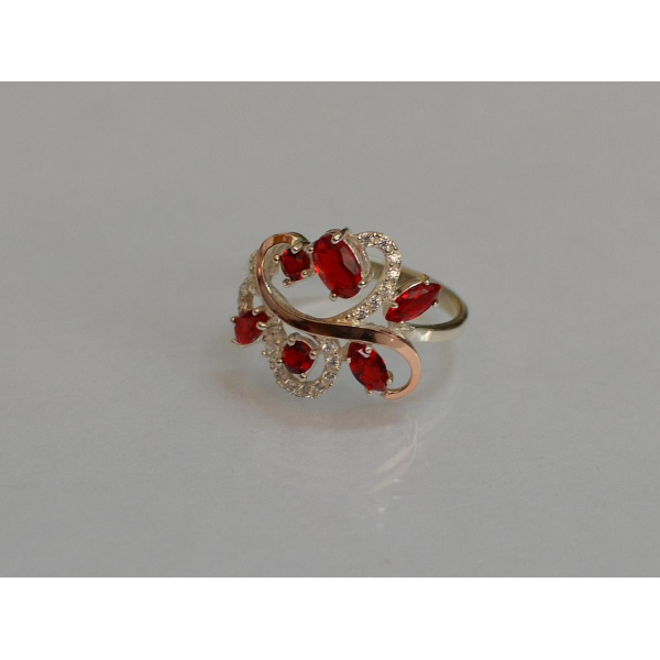 Серебряное кольцо с золотыми вставками (151к)