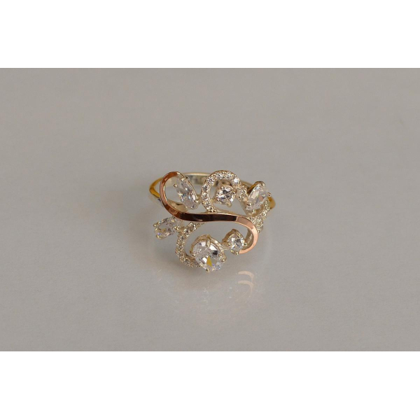Серебряное кольцо с золотыми вставками (151к)