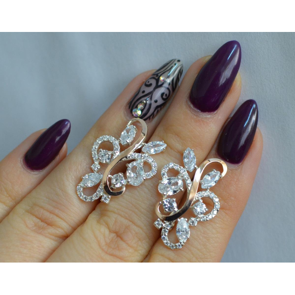 Серебряные серьги с золотыми вставками (151с)