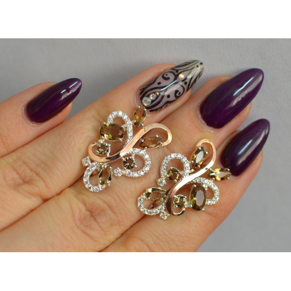 Серебряные серьги с золотыми вставками (151с)