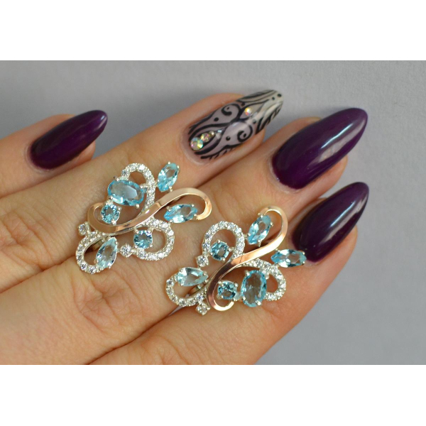 Серебряные серьги с золотыми вставками (151с)