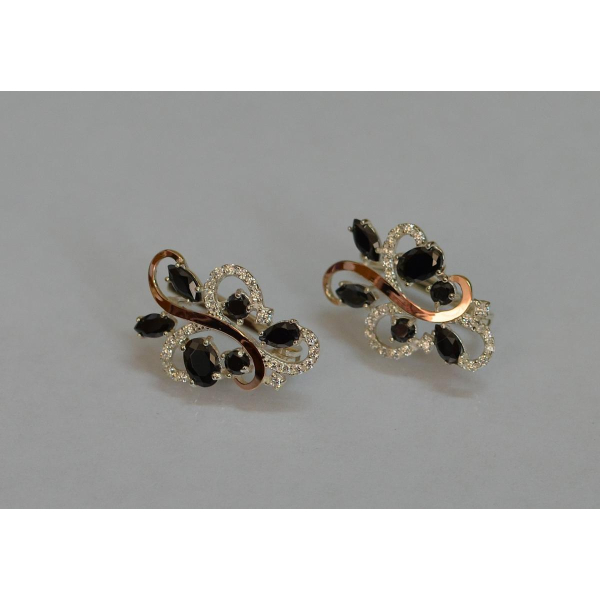 Серебряные серьги с золотыми вставками (151с)