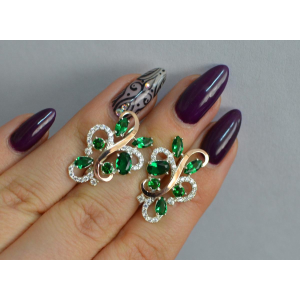 Серебряные серьги с золотыми вставками (151с)