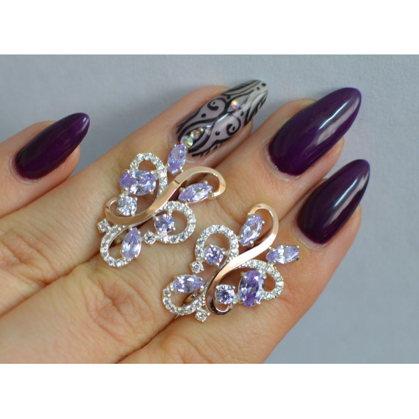 Серебряные серьги с золотыми вставками (151с)