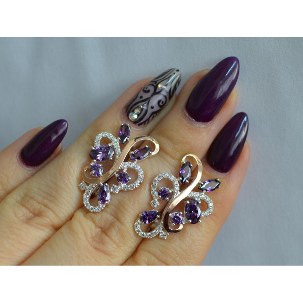 Серебряные серьги с золотыми вставками (151с)