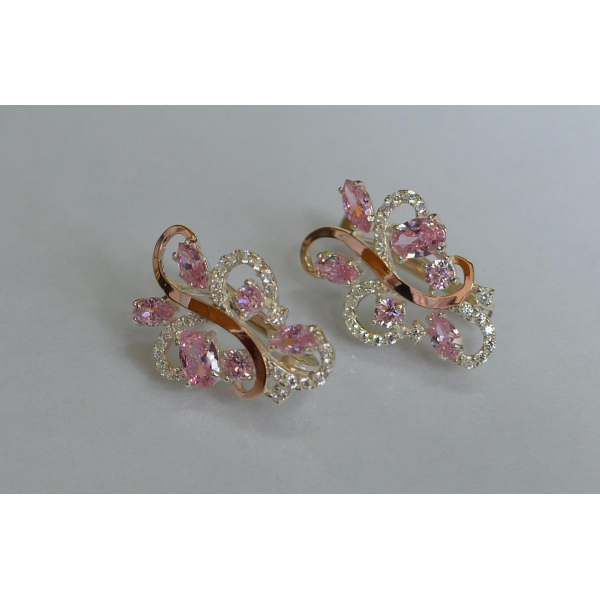 Серебряные серьги с золотыми вставками (151с)