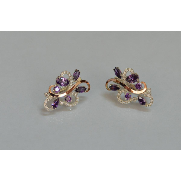 Серебряные серьги с золотыми вставками (151с)