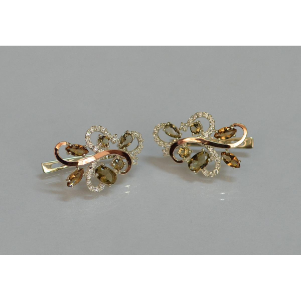 Серебряные серьги с золотыми вставками (151с)