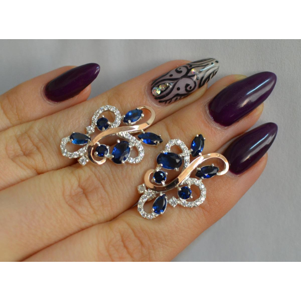 Серебряные серьги с золотыми вставками (151с)