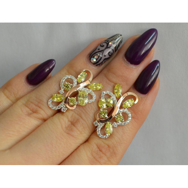 Серебряные серьги с золотыми вставками (151с)