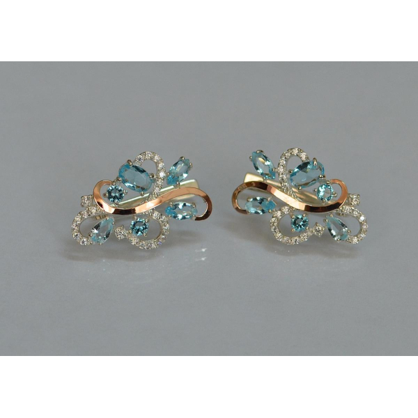 Серебряные серьги с золотыми вставками (151с)