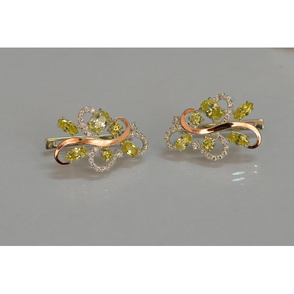 Серебряные серьги с золотыми вставками (151с)