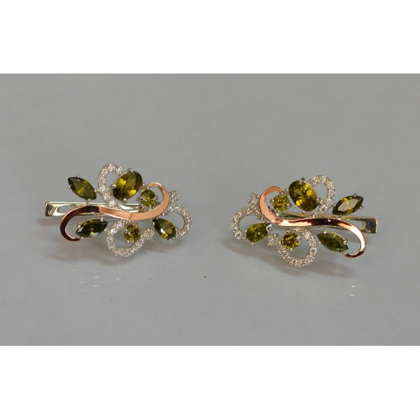 Серебряные серьги с золотыми вставками (151с)