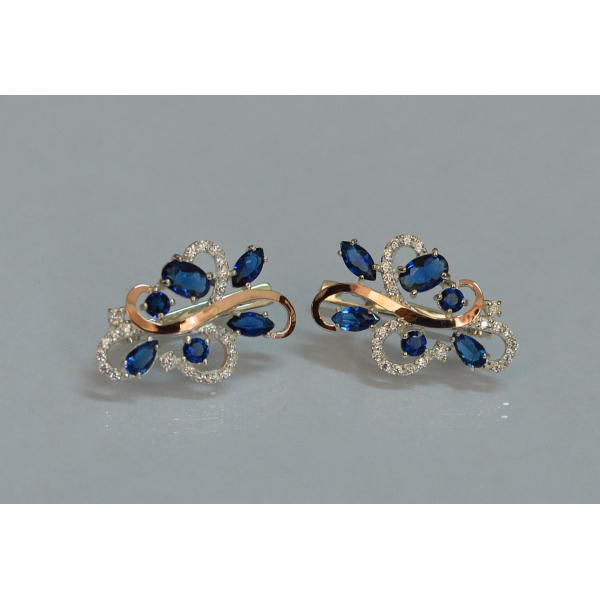 Серебряные серьги с золотыми вставками (151с)