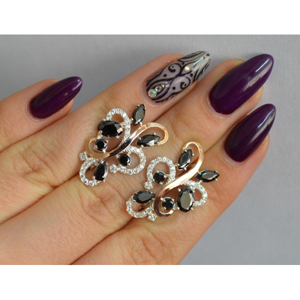 Серебряные серьги с золотыми вставками (151с)