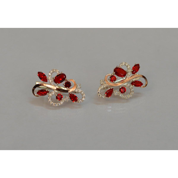 Серебряные серьги с золотыми вставками (151с)