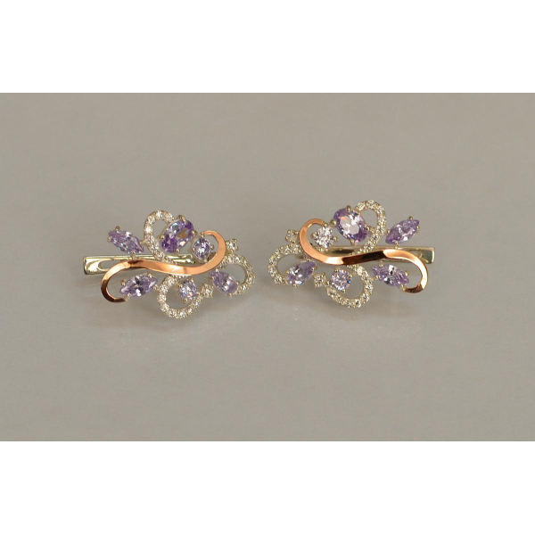 Серебряные серьги с золотыми вставками (151с)