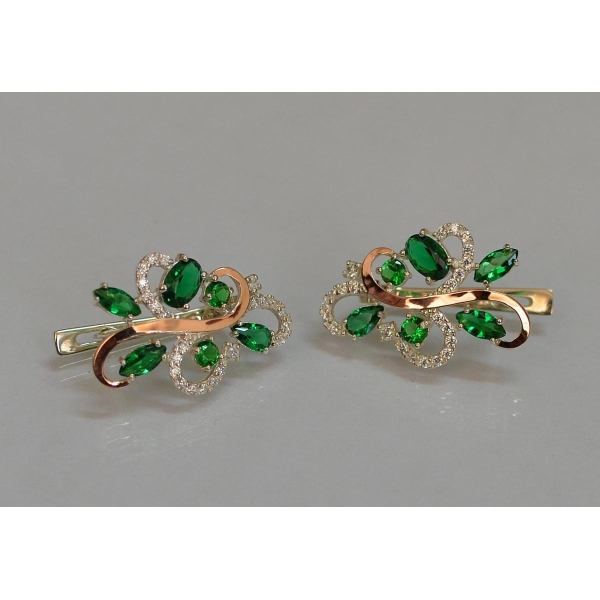 Серебряные серьги с золотыми вставками (151с)