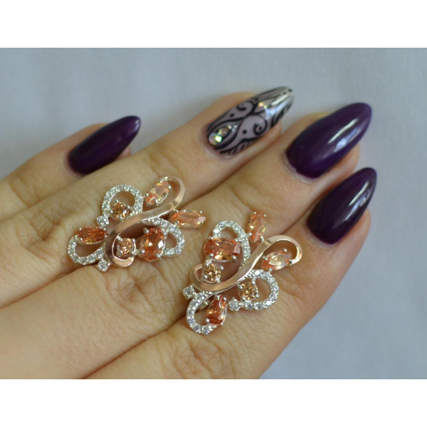 Серебряные серьги с золотыми вставками (151с)