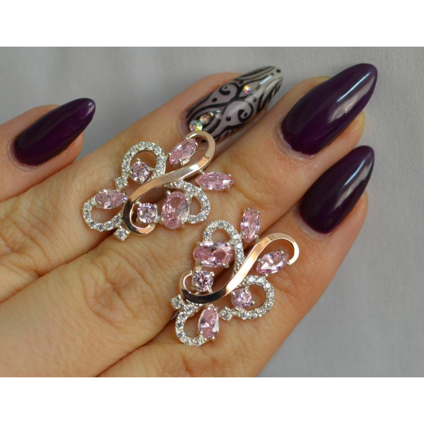 Серебряные серьги с золотыми вставками (151с)