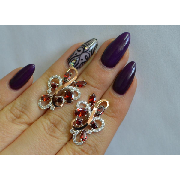 Серебряные серьги с золотыми вставками (151с)