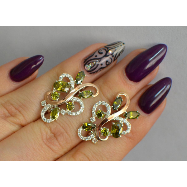 Серебряные серьги с золотыми вставками (151с)