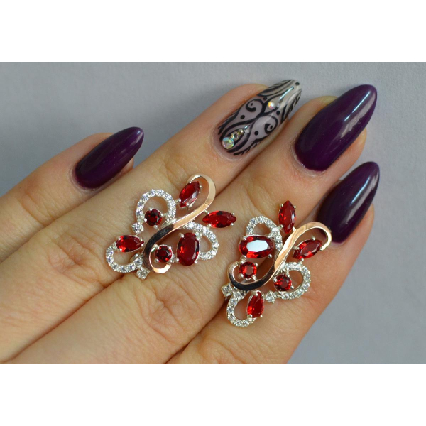 Серебряные серьги с золотыми вставками (151с)