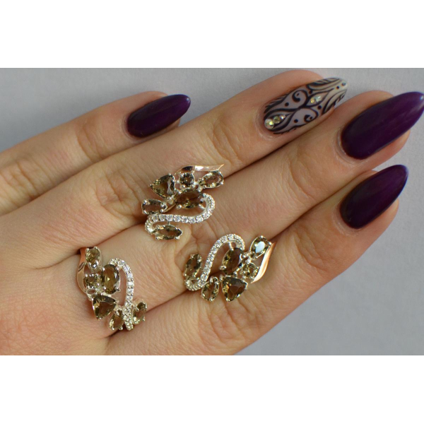 Серебряный набор с золотыми пластинами (152)