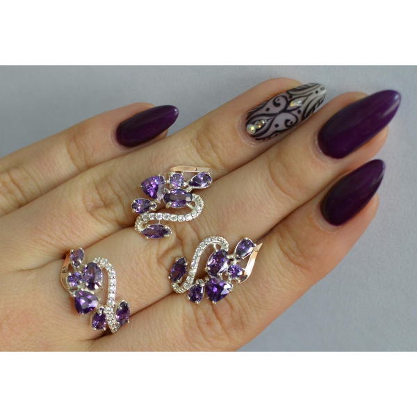 Серебряный набор с золотыми пластинами (152)