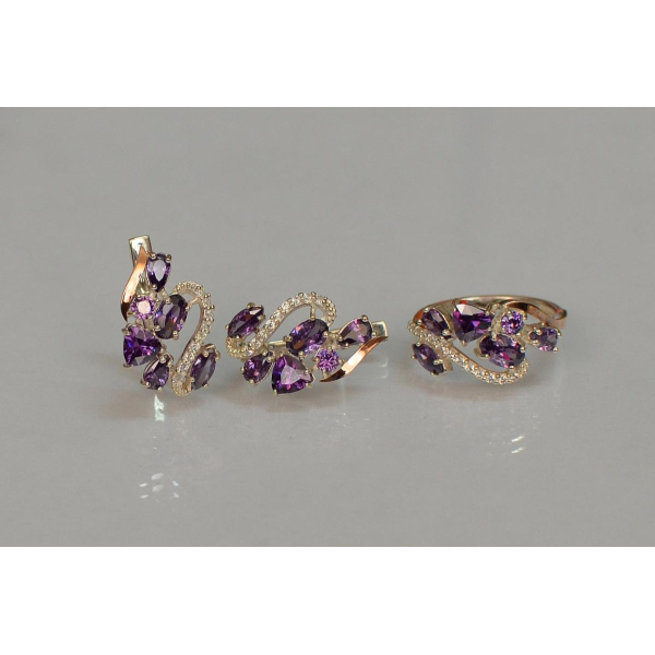 Серебряный набор с золотыми пластинами (152)