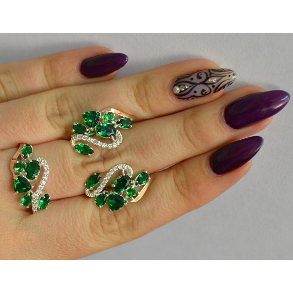 Серебряный набор с золотыми пластинами (152)