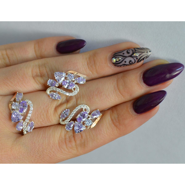 Серебряный набор с золотыми пластинами (152)