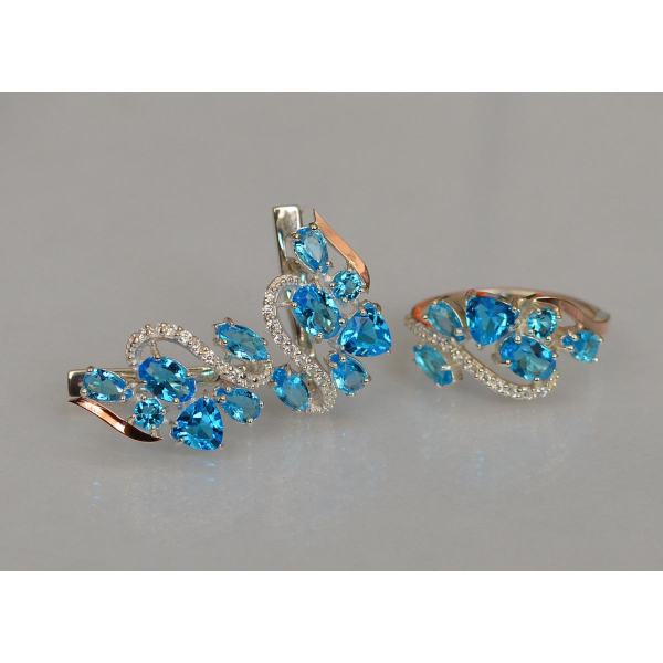 Серебряный набор с золотыми пластинами (152)