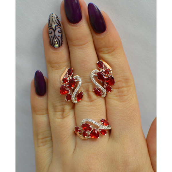 Серебряный набор с золотыми пластинами (152)