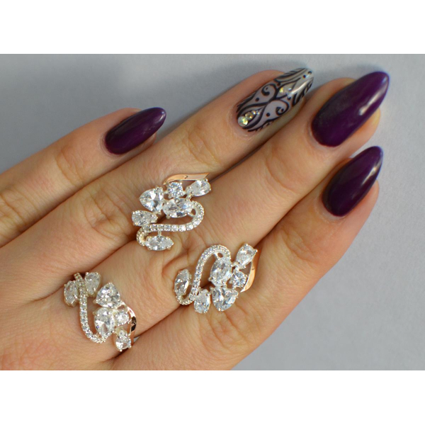 Серебряный набор с золотыми пластинами (152)