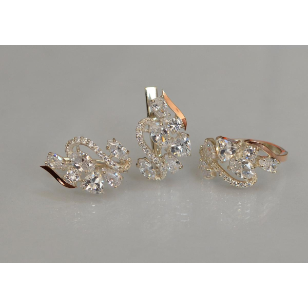 Серебряный набор с золотыми пластинами (152)