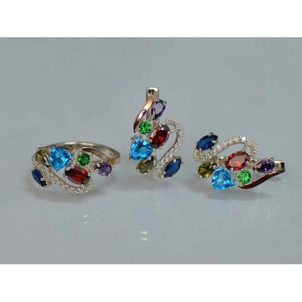 Серебряный набор с золотыми пластинами (152)