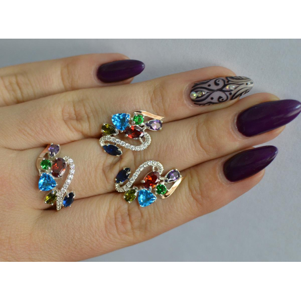 Серебряный набор с золотыми пластинами (152)