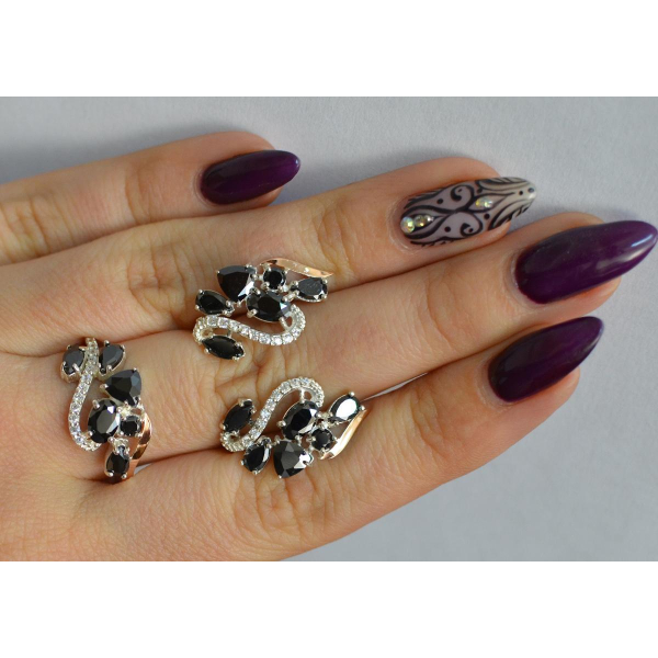 Серебряный набор с золотыми пластинами (152)