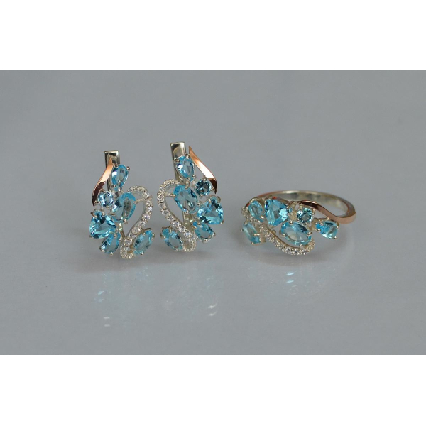 Серебряный набор с золотыми пластинами (152)